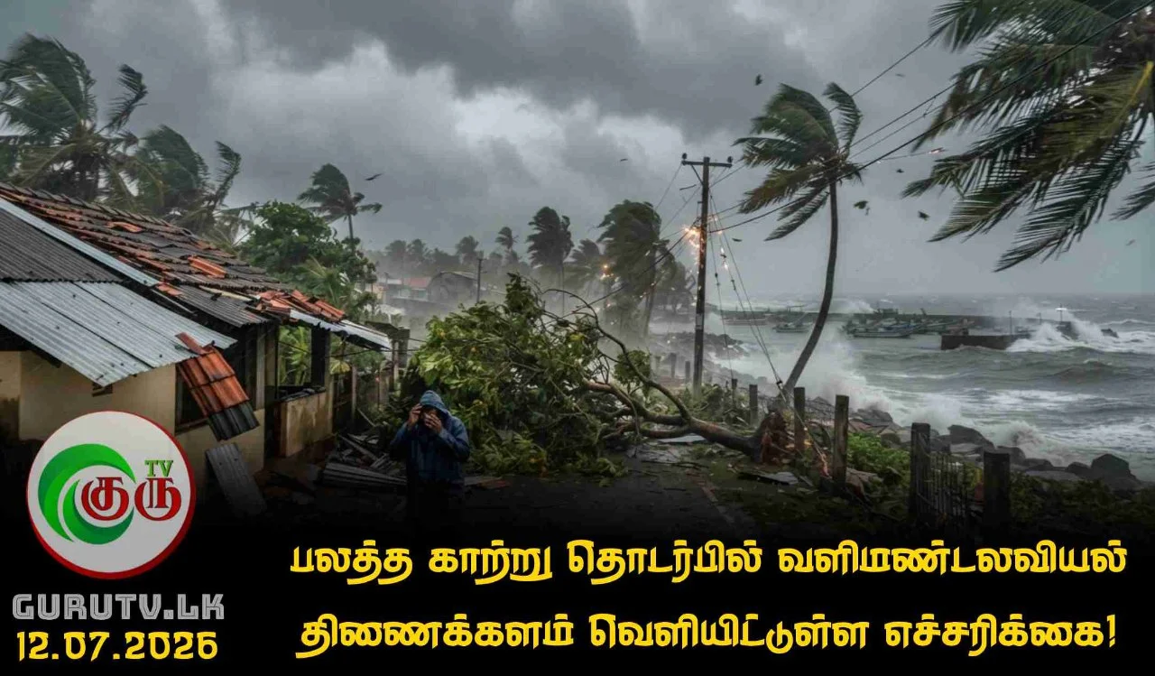 பலத்த காற்று தொடர்பில் வளிமண்டலவியல் திணைக்களம் வெளியிட்டுள்ள எச்சரிக்கை!