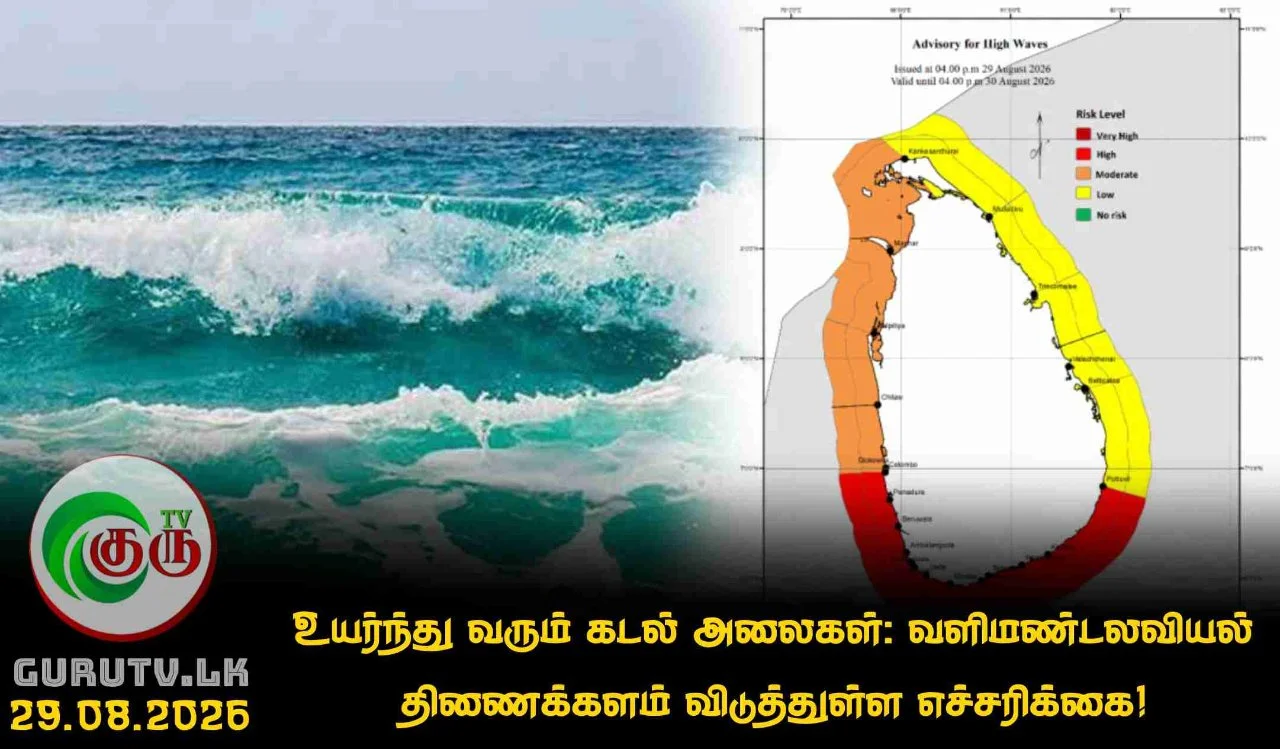 உயர்ந்து வரும் கடல் அலைகள்:  வளிமண்டலவியல் திணைக்களம் விடுத்துள்ள எச்சரிக்கை!