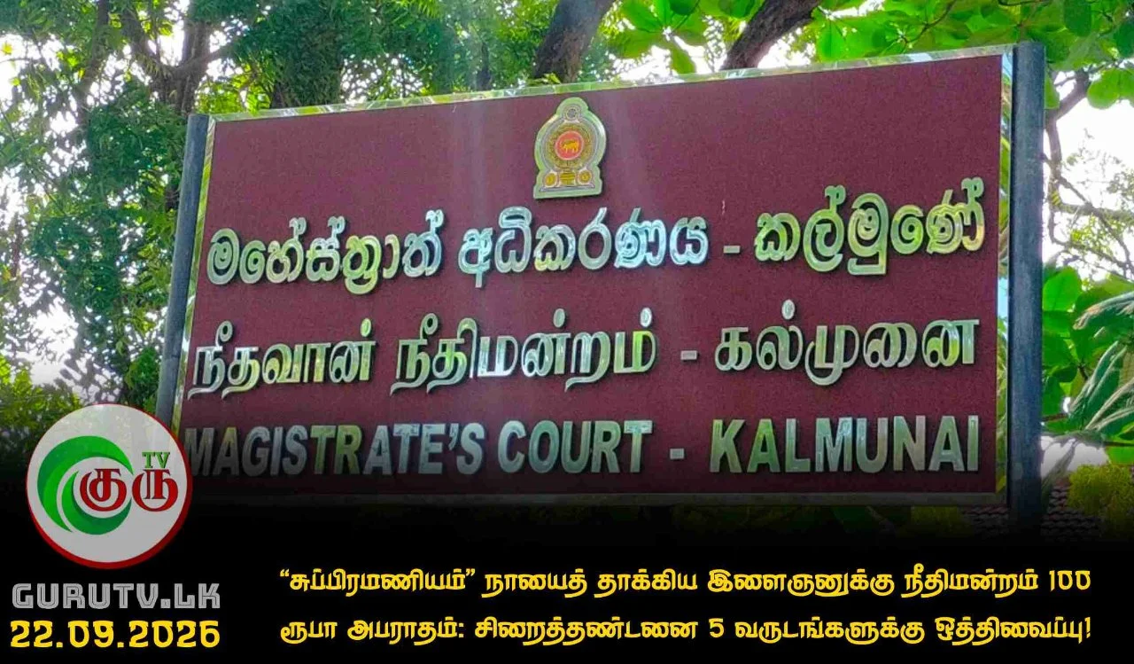 'சுப்பிரமணியம்' நாயைத் தாக்கிய இளைஞனுக்கு நீதிமன்றம் 100 ரூபா அபராதம்: சிறைத்தண்டனை 5 வருடங்களுக்கு ஒத்திவைப்பு!