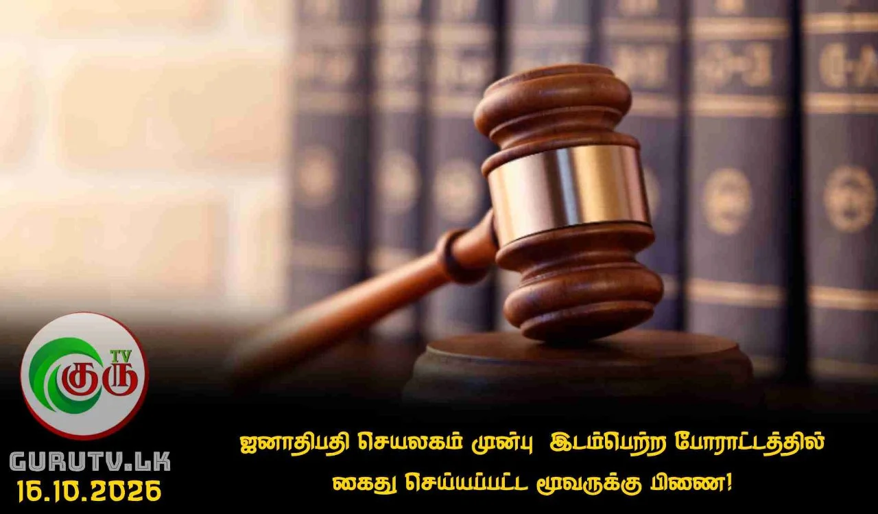 ஜனாதிபதி செயலகம் முன்பு  இடம்பெற்ற போராட்டத்தில் கைது செய்யப்பட்ட மூவருக்கு பிணை!