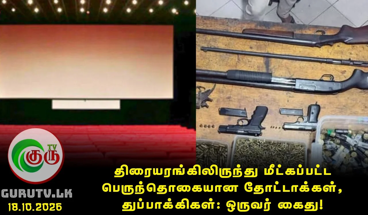 திரையரங்கிலிருந்து மீட்கப்பட்ட பெருந்தொகையான தோட்டாக்கள், துப்பாக்கிகள்: ஒருவர் கைது!